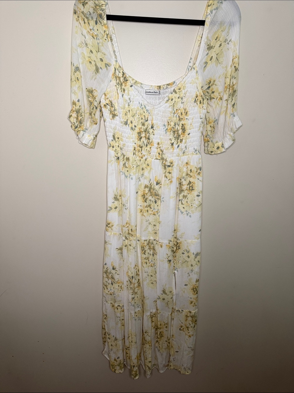Abercrombie & Fitch White Maxi Dress with Yellow Floral Print
